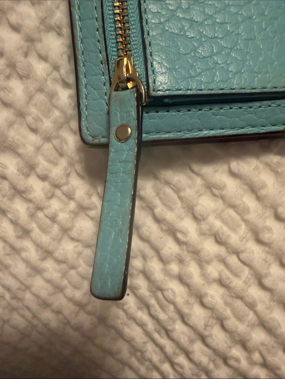 kate spade Turquoise Pebbled Leather Zip-Around Wallet - Picture 6 of 6